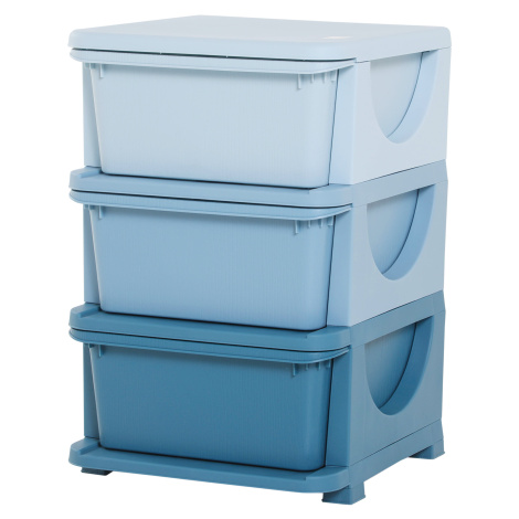 HOMCOM Dětská zásuvková skříňka (organizér) s úložnými boxy na hračky, modrá 37 x 37 x 56,5 cm 3