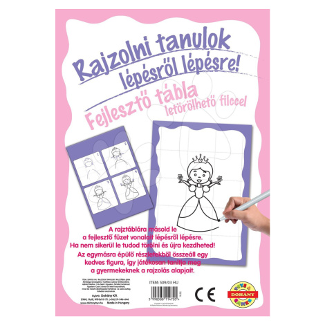 Dohány naučná hra tabule Kresli a smaž růžová princezny – Učíme se kreslit pomocí obrázků 509-3 DOHÁNY