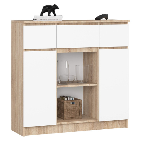 Ak furniture Komoda Baros 100 cm dub sonoma/bílá