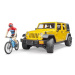 Bruder Jeep Wrangler RUBICON + figurka cyklista