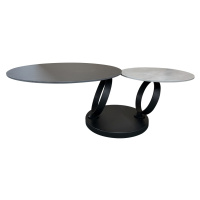 Estila Designový otočný dvouúrovňový otočný konferenční stolek Delin s mramorovými kulatými desk