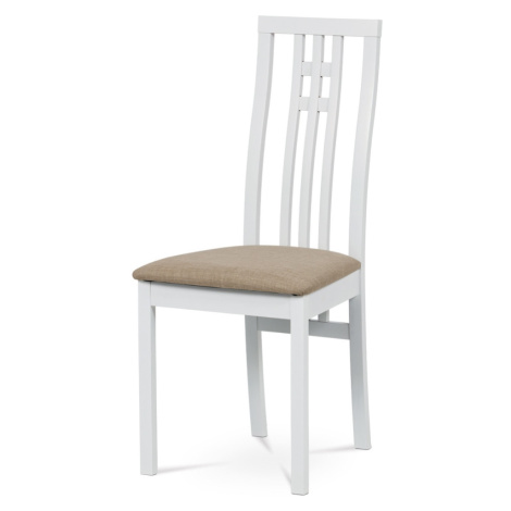 Dřevěná židle JARED, bílá/potah béžový Autronic