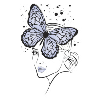 Ilustrace Lady Butterfly Blue, Martina Pavlova, 30 × 40 cm