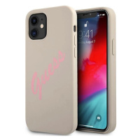 Silikonové pouzdro Guess Vintage pro iPhone 12 mini - šedé a růžové