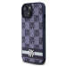 DKNY PU Leather Checkered Pattern and Stripe kryt iPhone 15 modrý