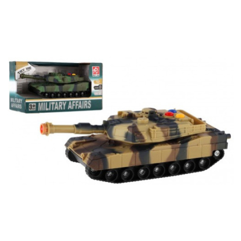 Tank plast 17cm na setrvačník na baterie se světlem se zvukem v krabici 20x11x9cm Teddies