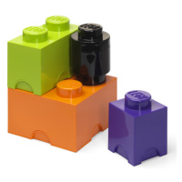 LEGO® úložné boxy Multi-Pack 4 ks - fialová, černá, oranžová, zelená