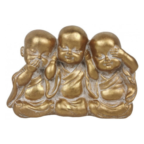 Dekorační soška Tři Buddhové 13 cm, zlatá Asko