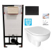 DEANTE Podomítkový rám, pro závěsné WC mísy + SLIM tlačítko černé + WC JIKA LYRA PLUS RIMLESS + 