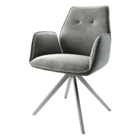 DELIFE Otočná židle Zoa-Flex šedý samet křížová podnož zaoblená otočná nerezová ocel