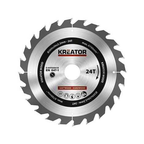 Kreator KRT020418 Pilový kotouč na dřevo 200mm, 24T