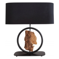 Estila Moderní černá stolní lampa Elements s dřevěnými prvky 58cm