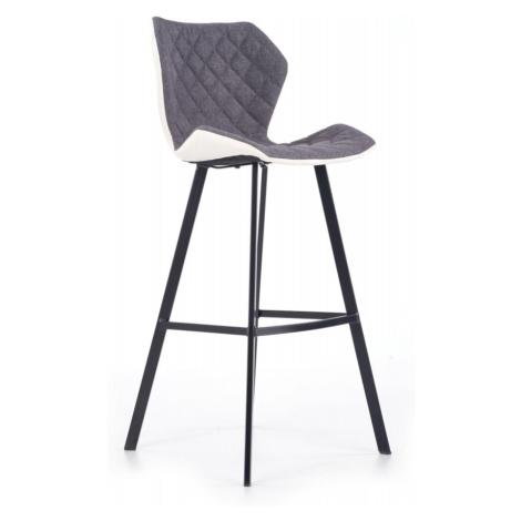 Barová židle ANAKIN – látka, ekokůže, šedá / bílá