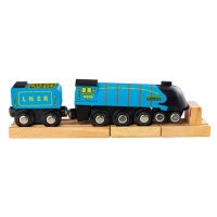 Bigjigs Rail Dřevěná replika lokomotivy Mallard + 3 koleje