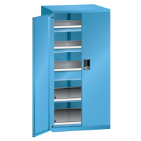 LISTA Zásuvková skříň s otočnými dveřmi, výška 1450 mm, 2 police, 3 zásuvky, nosnost 75 kg, svět