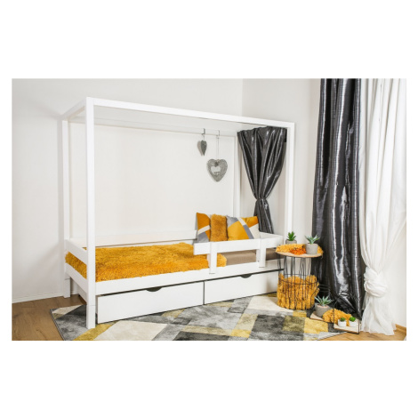 Vyspimese.CZ Dětská postel Míša se zábranou-dva šuplíky Rozměr: 80x160 cm, Barva: bílá