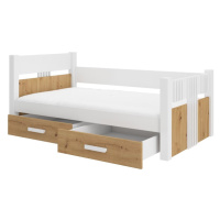 ArtAdrk Jednolůžková postel BIBI | 90 x 200 cm Barva: Bílá / dub artisan