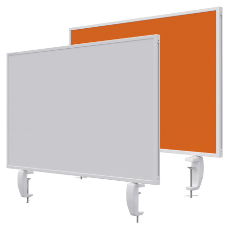 magnetoplan Dělicí stěna na stůl VarioPin, bílá tabule/plsť, šířka 800 mm, oranžová