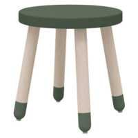 Flexa Dřevěná židle bez opěradla pro děti tmavě zelená Dots