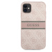 Guess PU 4G Printed Stripe kryt iPhone 11 růžový