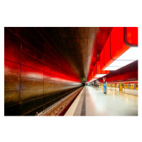 Fotografie Illuminated subway station in Hamburg, Germany, Alexander Spatari, (40 x 26.7 cm)