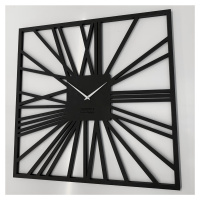 Fenomenální hranaté hodiny v luxusní černé barvě 80 cm