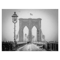 Fotografie Brooklyn Bridge with Snow in Winter, graphiknation, 40 × 30 cm