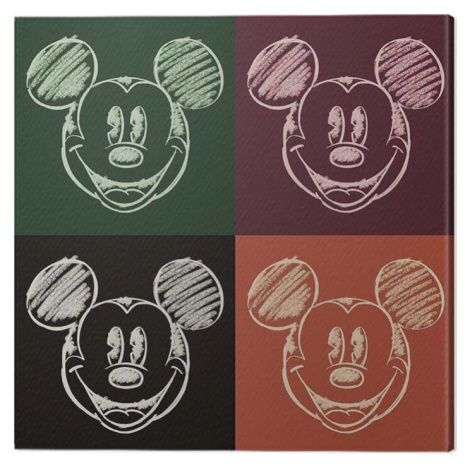 Obraz na plátně Mickey Mouse - Chalk Faces, (40 x 40 cm) Pyramid