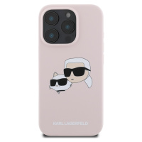 Zadní kryt Karl Lagerfeld Liquid Silicone Double Heads MagSafe pro Apple iPhone 16 Pro, růžová