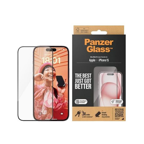 PanzerGlass Apple iPhone 15 s instalačním rámečkem