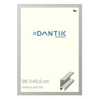 DANTIK rámeček 29,7 × 42, ALU profil 6240 Stříbrný matný plexi čiré