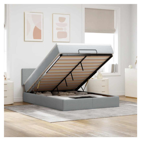 vidaXL Osmanský rám postele s matrací světle šedá 140x200cm textil