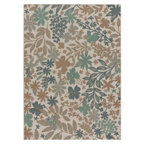 Béžovo-zelený venkovní koberec Universal Floral, 77 x 150 cm