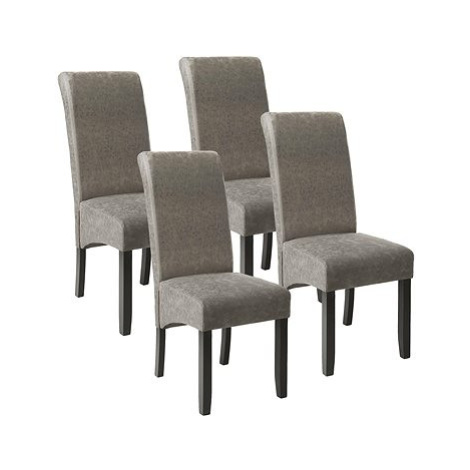 4× Jídelní židle ergonomické, masivní dřevo, mramorová šedá tectake
