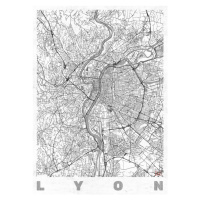 Mapa Lyon, Hubert Roguski, 30 × 40 cm