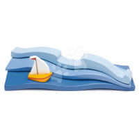 Dřevěný oceán Blue Water Tender Leaf Toys s třemi vlnami a loďkou