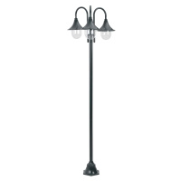 vidaXL Zahradní sloupová lampa 3 ramena E27 220 cm hliník tmavě zelená