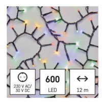 LED vánoční řetěz – ježek, 12 m, venkovní i vnitřní, rGB nebo CCT, časovač