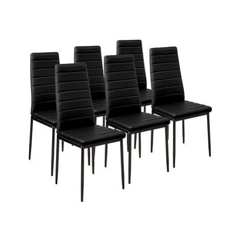 6× Jídelní židle, syntetická kůže, černá tectake