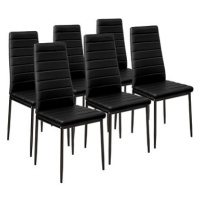 6× Jídelní židle, syntetická kůže, černá