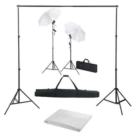 vidaXL Foto studio set s fotopozadím, osvětlením a deštníky