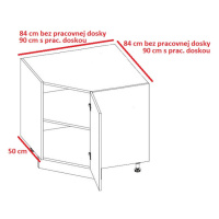 ArtExt Kuchyňská skříňka spodní rohová, D12R / 90 Quantum Barva korpusu: Bílá
