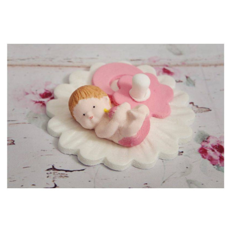 Cukrová figurka miminko růžové s dudlíkem - K Decor