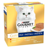 Gourmet Gold Paštiky pro kočky s hovězím, tuňákem, játry a krůtím 8 × 85 g