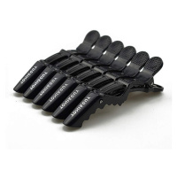 Sibel Hair Clip Croco - pevné klipsy na vlasy, 11 cm, 6 ks, Černé