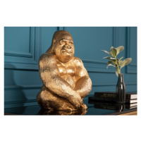 Estila Luxusní art deco dekorační soška gorily Wilde z kovu ve zlaté barvě 43cm