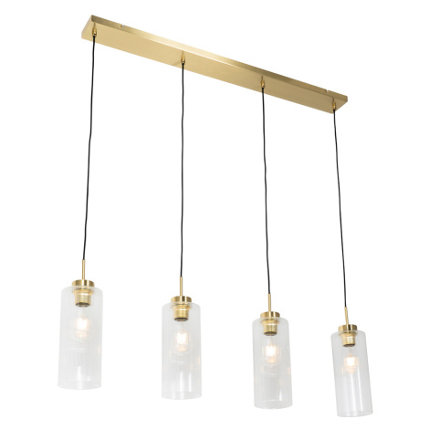 Art Deco závěsná lampa zlatá se skleněnými 4-světly - Laura QAZQA