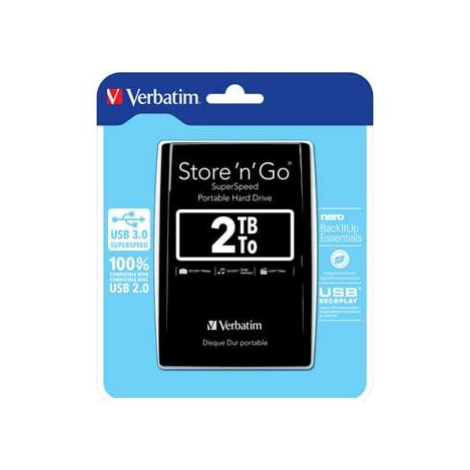 Verbatim externí pevný disk, Store N Go, 2.5", USB 3.0 (3.2 Gen 1), 2TB, 53177, černý