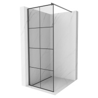 MEXEN/S Kioto Sprchová zástěna WALK-IN 90 x 200 cm, černý vzor 8 mm, grafit metal 800-090-101-95