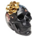 Černá dekorativní soška Kare Design Flower Skull, výška 22 cm